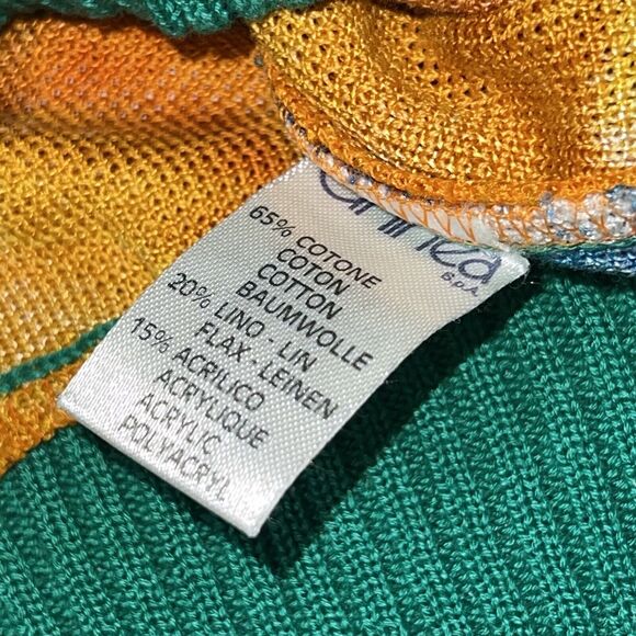 Vintage Francesco Smalto Paris Pullover Knit Sweater Made In Italy Green Orange - Picture 6 of 9